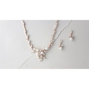 14K Gold Plated Pearl Necklace and Earrings Set